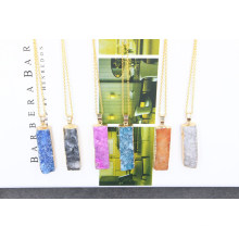 Raw Stone Gold Jewelry Irregular Colorful Necklace Gold Chain Nature Stone jewellery Natural Crystal Stone Pendant Necklace for Women